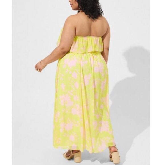 Torrid Silhouette Shadow Floral Maxi Chiffon Strapless Ruffle Dress - Picture 5 of 10